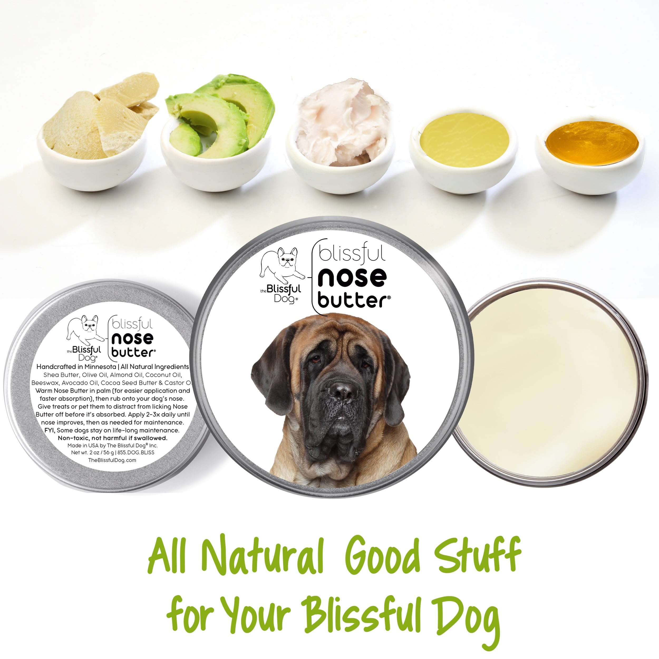 The Blissful Dog Mastiff Unscented Nose Butter - Dog Nose Butter, 4 Ounce